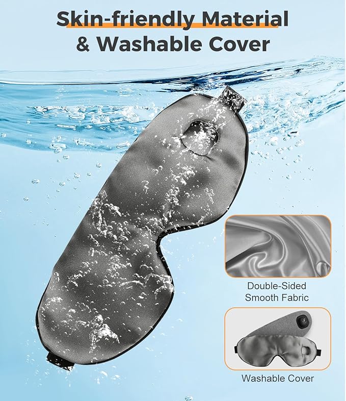 Heated Eye Mask for Dry Eyes, Cordless Warm Eye Compress, Styes, Blepharitis, 1000mAh, 3 Heat Levels, Electric, Light-Blocking, Washable Cover, Travel (Gray)-BrightBean Baby