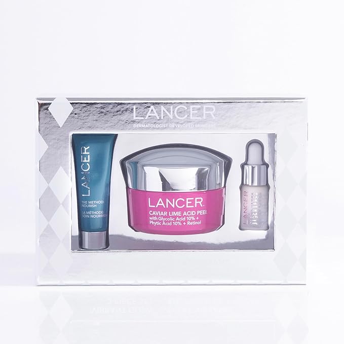 Lancer Skincare Vibrant Glow 3-Piece Set, Contains Moisturizing Face Mask, Caviar Acid Peel, Active Rejuvenation Serum for Vibrant Skin-BrightBean Baby
