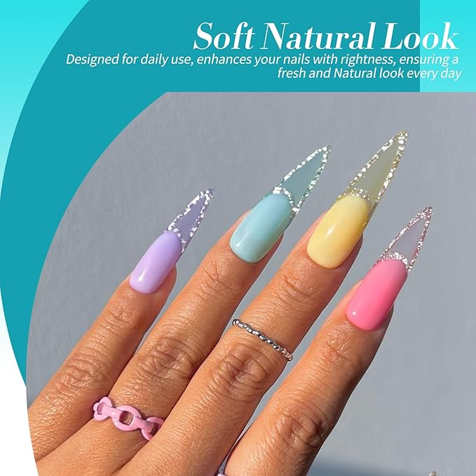 Born Pretty Jelly Gel Nail Polish Set Spring Summer Crystal Glass Translucent Pastel Sheer Gel Polish Pink Green Blue Red Yellow Silver Shiny Glitter Gel Nail Polish Nail Art Gel DIY Gift 6PCS-BrightBean Baby