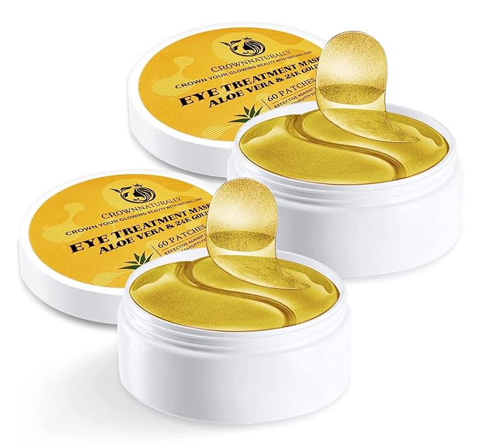 120PCS Under Eye Patches 24K Gold Eye Mask with Aloe Vera Natural Ingredients, Moisturizing Skin Care with Hyaluronic Acid and Collagen for Anti-Wrinkle, for Dark Circles and Puffiness-BrightBean Baby