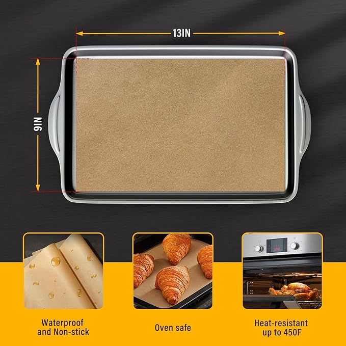 Parchment Paper Sheets for Baking 9-13 IN Precut Non-Stick Parchment Paper Unbleached Baking Sheet Paper for Air Fryer,Baking,Sandwich,Grilling,Steaming,Suitable For Bread Cake Cookies 120p