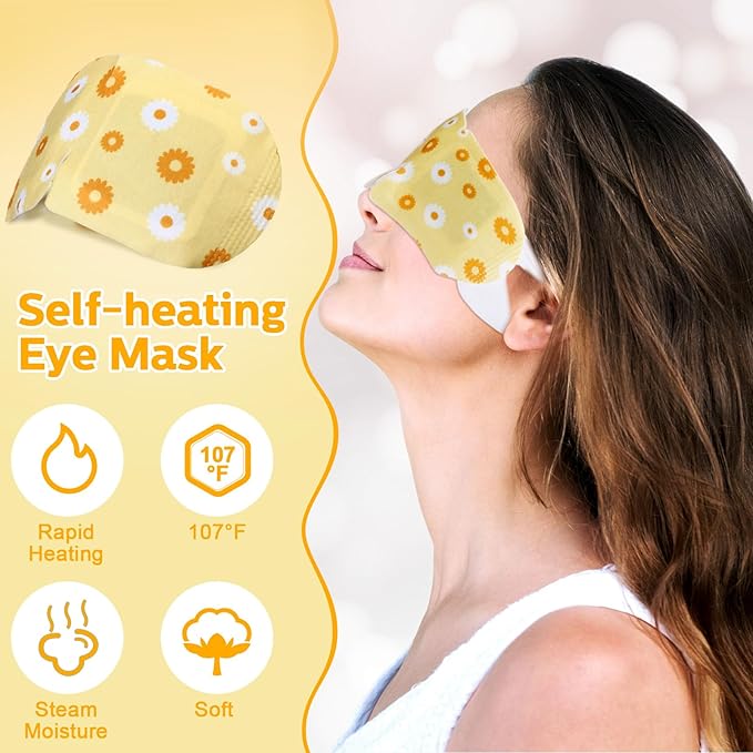 50 Packs Steam Eye Mask for Dry Eyes Spa Warm Sleep Eye Mask Self Heating Disposable Eye Masks for Home Office Travel Eyestrain Relieve (Chamomile Scent)-BrightBean Baby