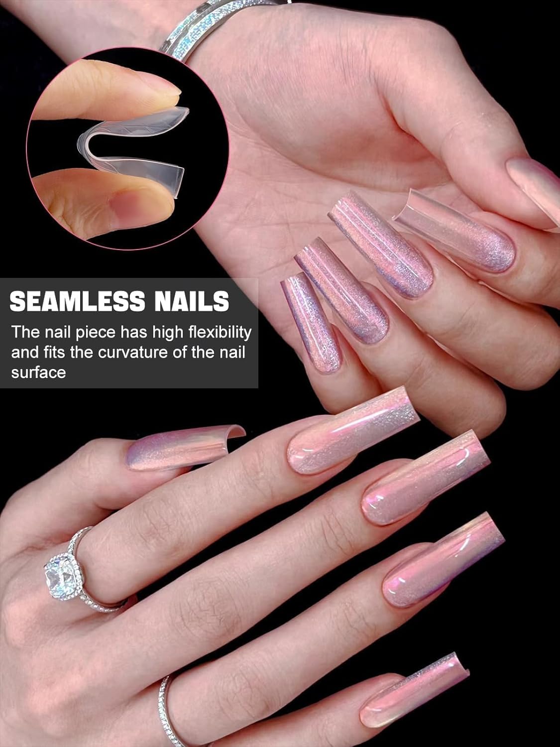 EBANKU 120Pcs Matte Dual Nail Forms, Clear Poly Gel Nail Molds Square Full Cover Coffin Nail Tips Extension Forms 12 Sizes for Gel Manicure Nail Art Design Salon&DIY-BrightBean Baby