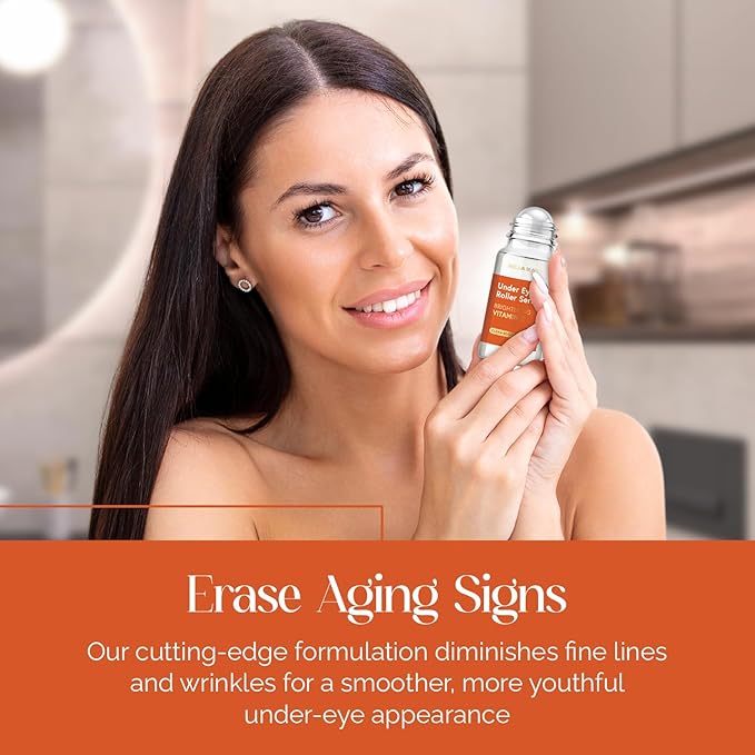 Eye Roller Serum with Vitamin C & Niacinamide - Eye Serum for Puffiness & Fine Lines - Anti Aging Korean Skin Care - 1.69 Fl Oz./50ml-BrightBean Baby