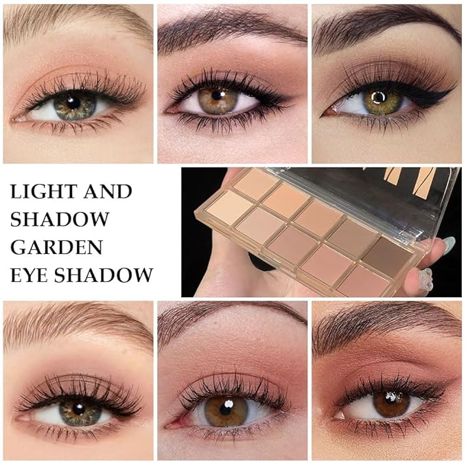 evpct 10 Colors Matte Nude Eye Shadow Palette Makeup for Older Women, Nude Brown Pink Cocoa Taupe Mauve Neutral Matte Cream Smokey Mini Eyeshadow Palette for Blue Green Eyes, Contour Makeup Palettes 5