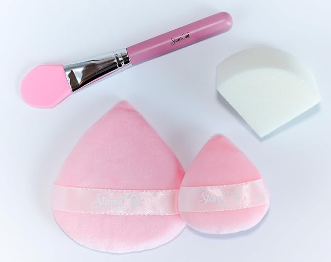 StansOut Ultimate Complexion Bundle: Liquid Foundation Brush, Makeup Brushes for Liquid, Cream, Stick Foundation - Flat, Round, Blender Brushes - 101 Contoured, 108 Straight - Long-Lasting-BrightBean Baby