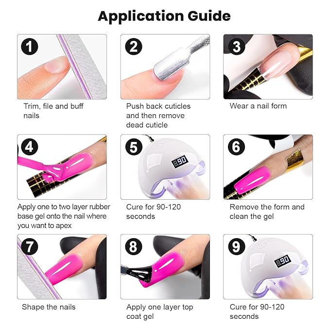 RARJSM Rubber Base Gel for Nails,Neon Gel Nail Polish Set,Neon Orange Green Blue Purple Yellow Rose Red Builder Base Gel in a Bottle ExtensionGel Bright Summer Colors LED UV Cured Home Salon DIY-BrightBean Baby