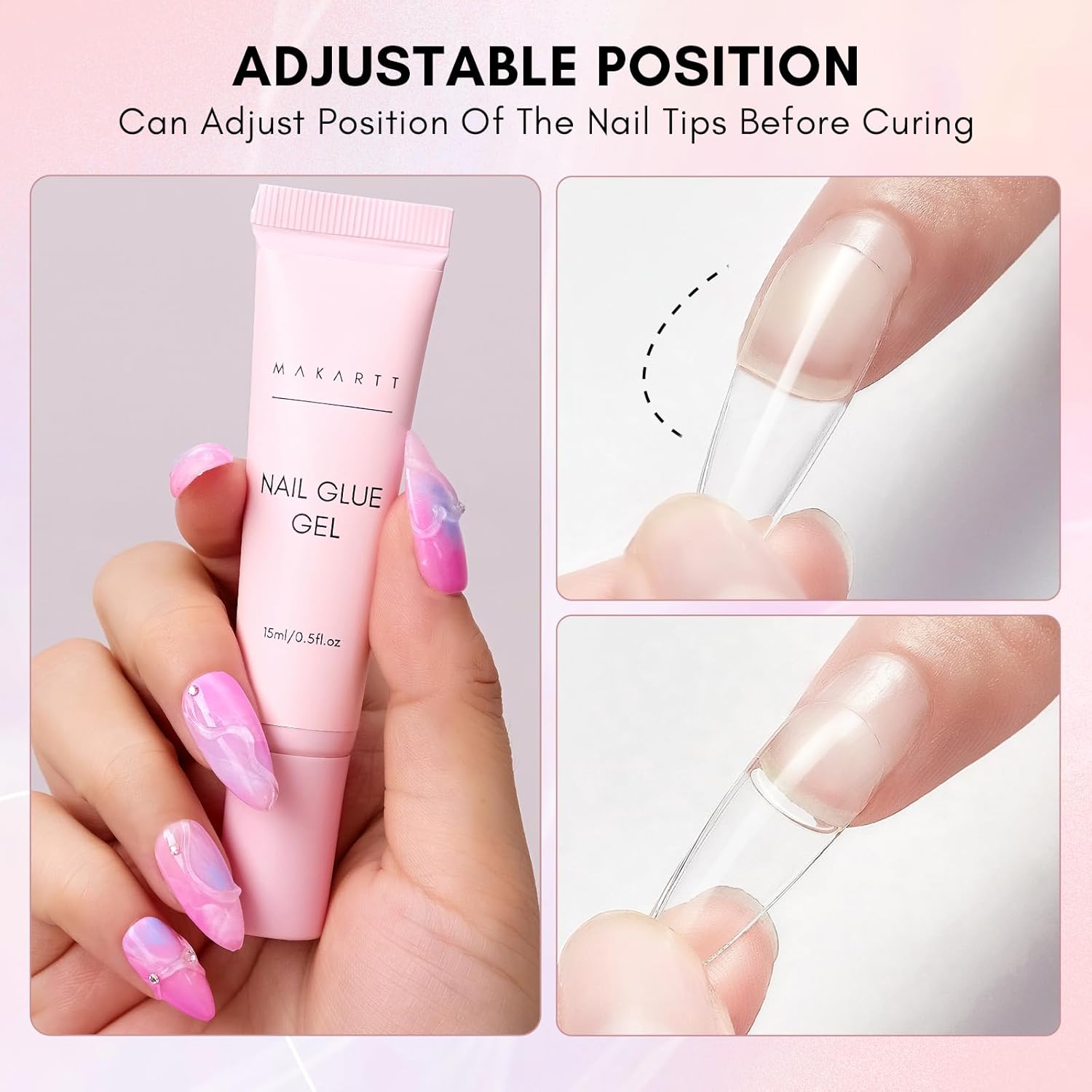 Makartt Gel Nail Glue: Solid Nail Glue for Press On Nails, 15ML 3D Gel UV Lamp Needed, Multifunctional Nails Tools Strong Adhesive Rhinestone Glues Gels for Charms & Gems, Ideal for DIY Home Salon Use-BrightBean Baby