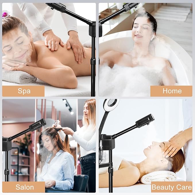 Winado 2 in 1 Professional Facial Steamer with 5X Magnification Lamp & Touch Screen, Esthetician Steamer Humidifier Face Spa Mist Steam for Home Beauty Salon, Personal Skin Care Deep Cleaning, Black-BrightBean Baby