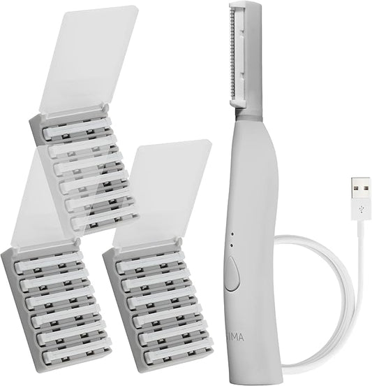 SPA SCIENCES - SIMA Patented Dermaplane Razor for Women Face – Painless 2-in-1 Facial Exfoliation & Peach Fuzz Hair Removal – Anti-Aging – 3 Speeds – Rechargeable – 21 Weeks Treatment