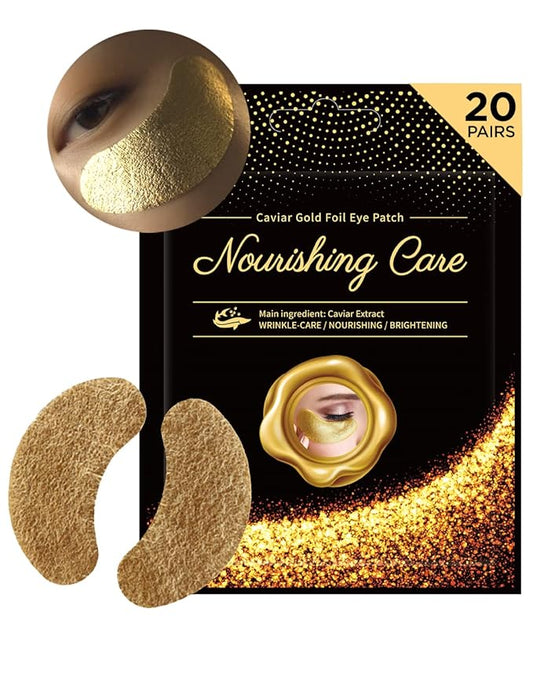 YURICOS Caviar Gold Foil Under Eye Mask Patch for Dark Circles and Puffiness 20 Pairs - Premium Anti-Aging 24k Gold Eye Mask to Diminish Under Eye Wrinkles, Lines-BrightBean Baby