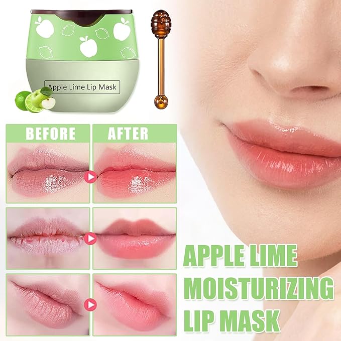 4 PCS Bee Lip Balm Honey Pot,Strawberry&Honey&Watermelon&Apple Lime Lip Sleeping Mask,Hydrating Prevention Dry and Cracked Lip Scrubs Exfoliator Lip Care,Moisturizing Lip Mask Overnight-BrightBean Baby