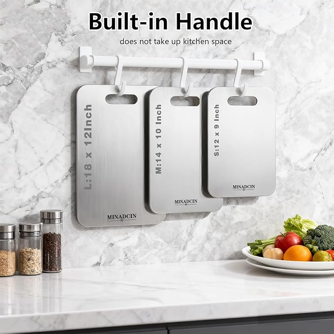 3Pcs Titanium Cutting Boards For Kitchen, 100% Pure Cut Titanium Cutting Board, Food Grade Quality, Double-sided non-toxic, Easy To Clean, Dishwasher Safe And Will Not Absorb Odors