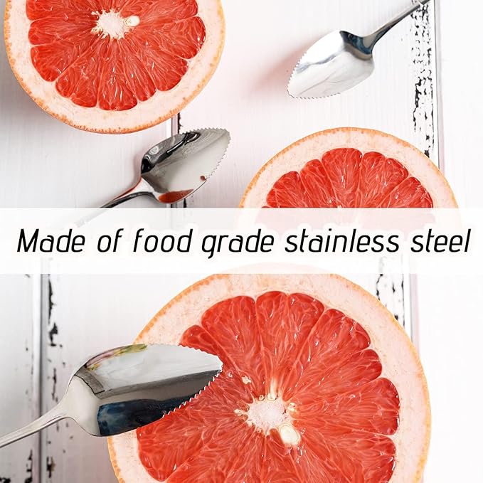 WXJ13 7 PCS Grapefruit Spoons and Grapefruit Knife, Stainless Steel Grapefruit Dessert Spoon Serrated Grapefruit Utensils Tools for Citrus Fruits Kiwi Lemon Desserts Salads
