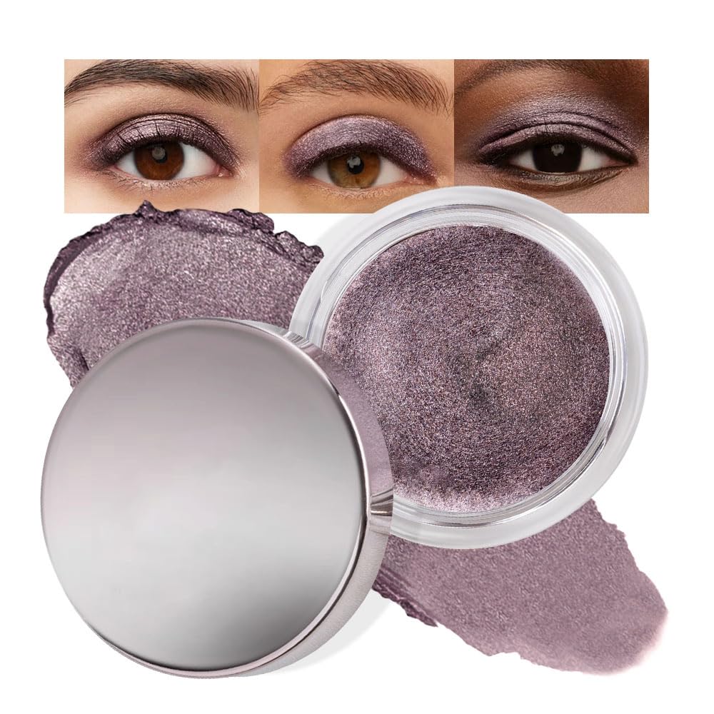 Cream Glitter Dark Purple Shimmer Metallic Eyeshadow Palette Makeup, Natural Single Mini Instant Holographic Eyeshadow For Women, Sombras Crema Para Ojos, Talc, Paraben & Cruelty Free-BrightBean Baby