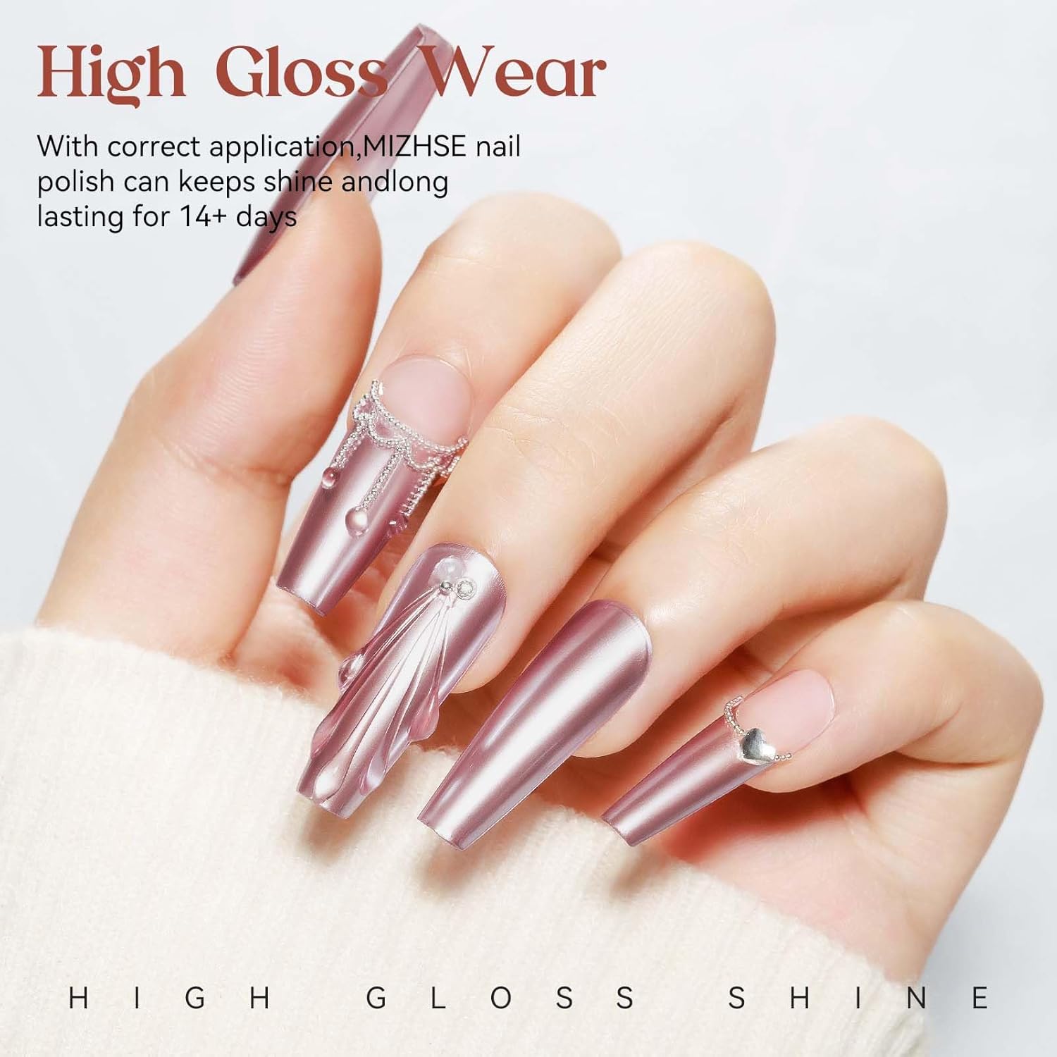 MIZHSE Pink Mirror Nail Polish, Quick Dry Metallic Nail Polish, Air Dry Fast Chrome Nail Lacquer Bright Color Oil-based Nail Art Manicure DIY Home-BrightBean Baby