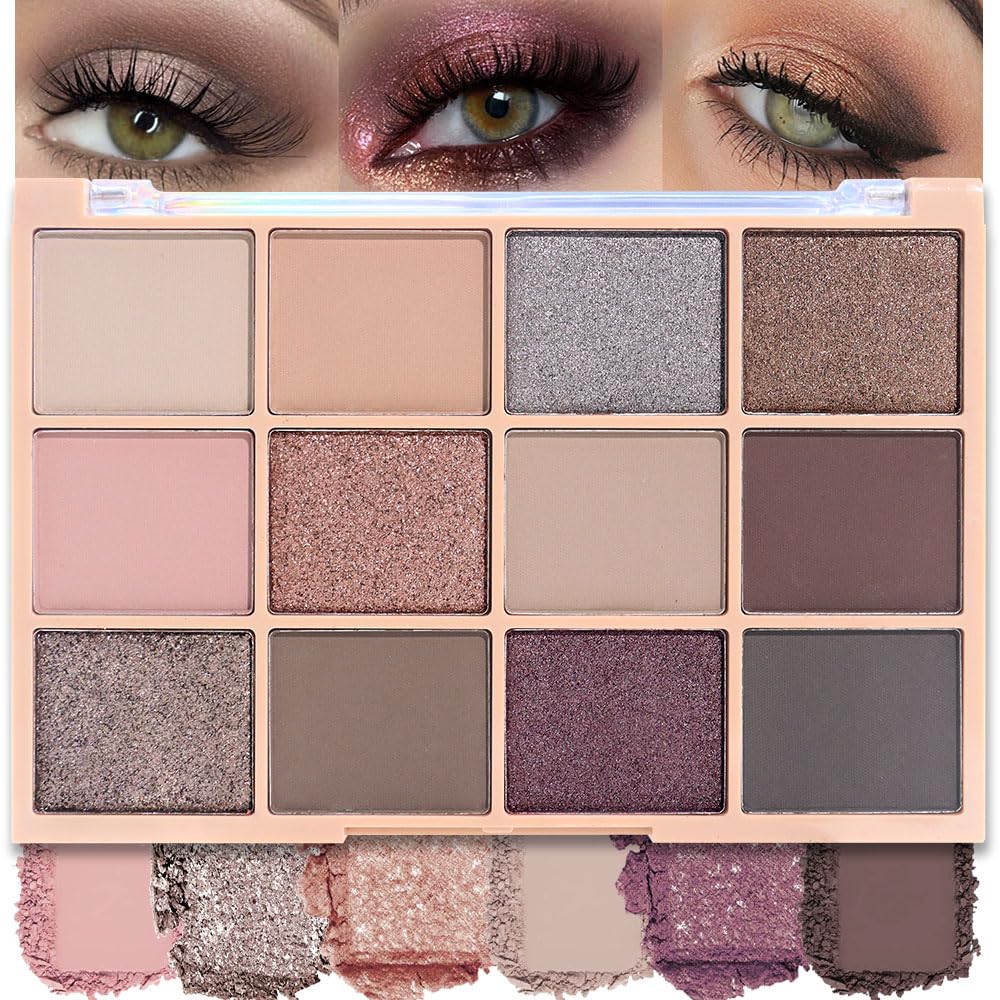 SUAKE Neutral Smokey Eye Shadow Palette,Nude Silver Gray Cream Eyeshadow Palette,Make Up Pallets for Women, Highly Pigmented Long Lasting Naturing-Looking,Blendable,Vegan-BrightBean Baby