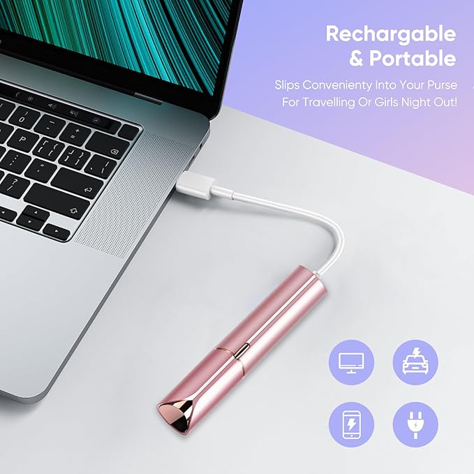 Facial Hair Remover for Women- as Seen on TV Painless Face Shaver -Mini Hair Remover, Electric Razor Shaver Portable Bikini Epilator for Lips, Chin, Armpit, Peach Fuzz, Fingers, Neck, Cheek(Rose Gold)-BrightBean Baby