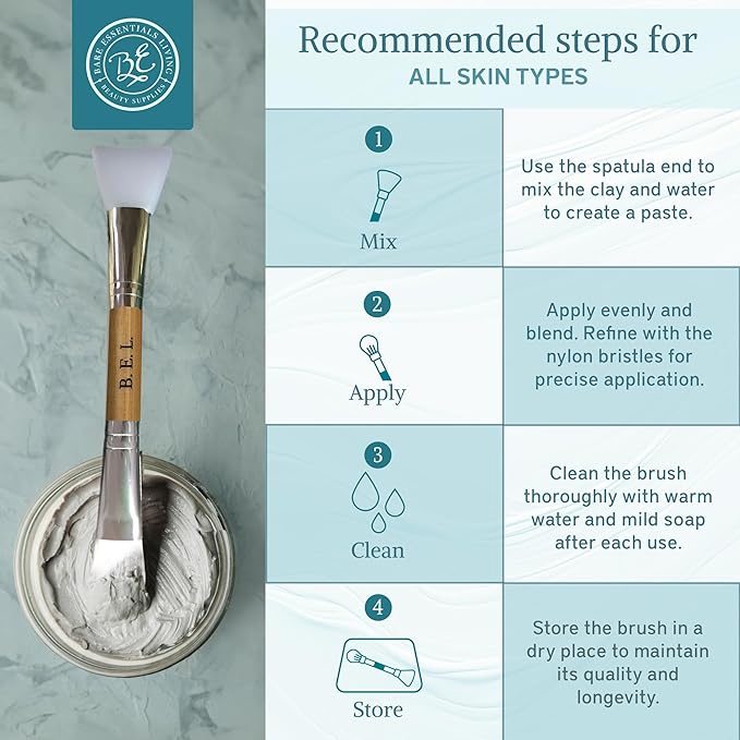 Bare Essentials Living - Clay Face Mask Brush (2 Pack, Bamboo) Dual Soft Silicone Face Mask Applicator Brush Tool, Great Facial Essentials, Moisturizer Applicator & Skincare Brush for Facials-BrightBean Baby