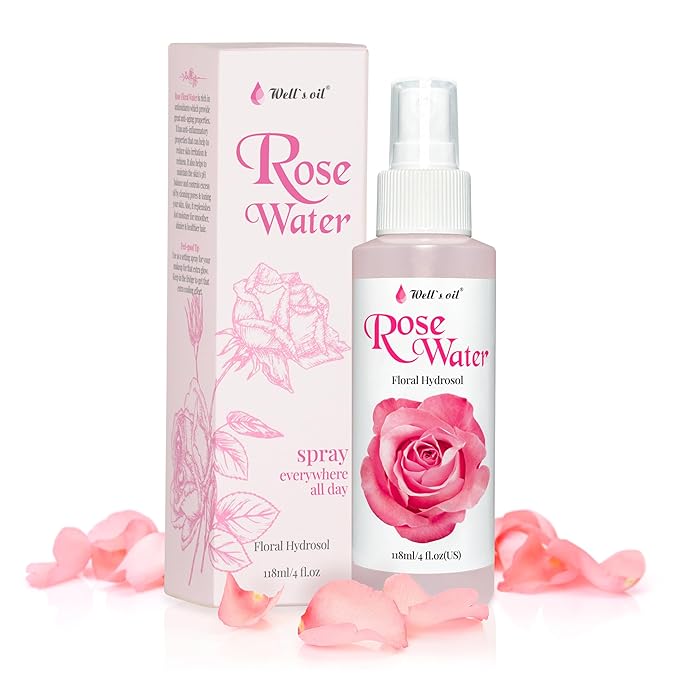 Well's Oil Rosewater Mist Spray (4 Fl oz) – Hydrates, Soothes & Refreshes | 100% Natural | No Chemical | For All Skin and Hair Types-BrightBean Baby