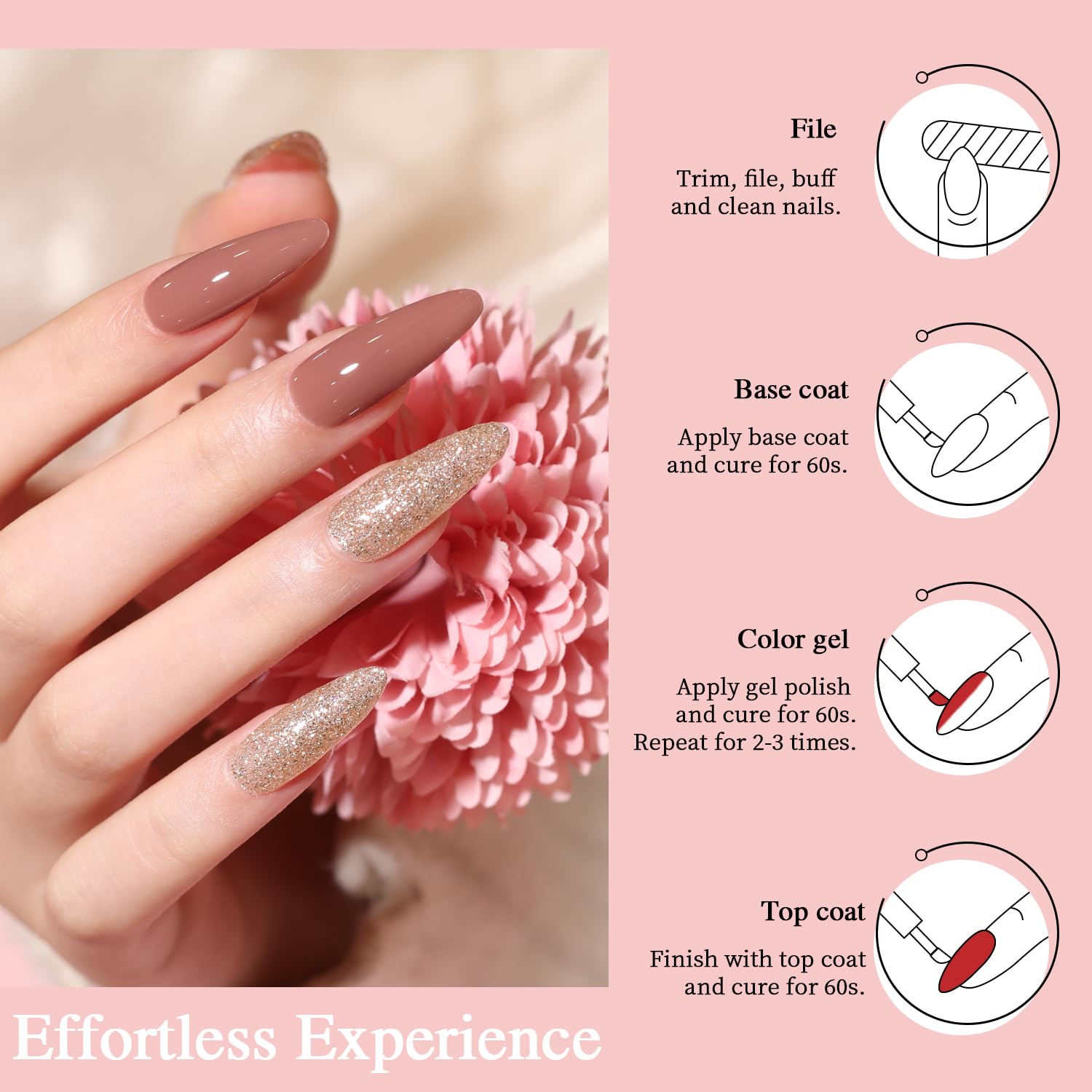 Nude Gel Nail Polish Set, 10 Colors Neutral Gel Polish Nude Pink Skin Tone Glitter Nail Polish Gel Starter Kit Soak Off All Season LED Manicure DIY Salon Gifts for Women Girls-BrightBean Baby