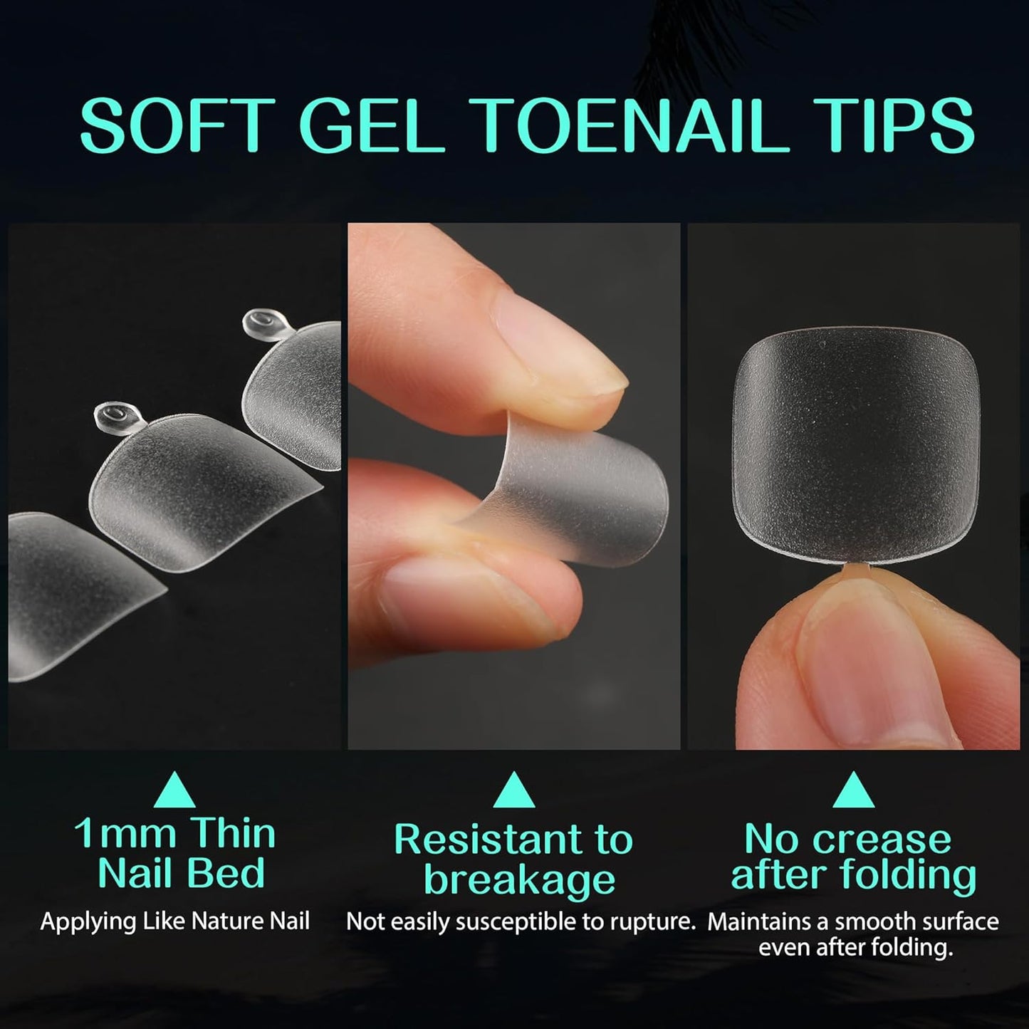 UNA GELLA Toe Nail Tips 216Pcs Short Square False Soft Gel Full Cover Fake Toe Nails Matte Toe Nails 12 Sizes Pre-Shape Fake Toenails Gel Toe Nail Tips for Nail Extension Home DIY Nail Salon-BrightBean Baby
