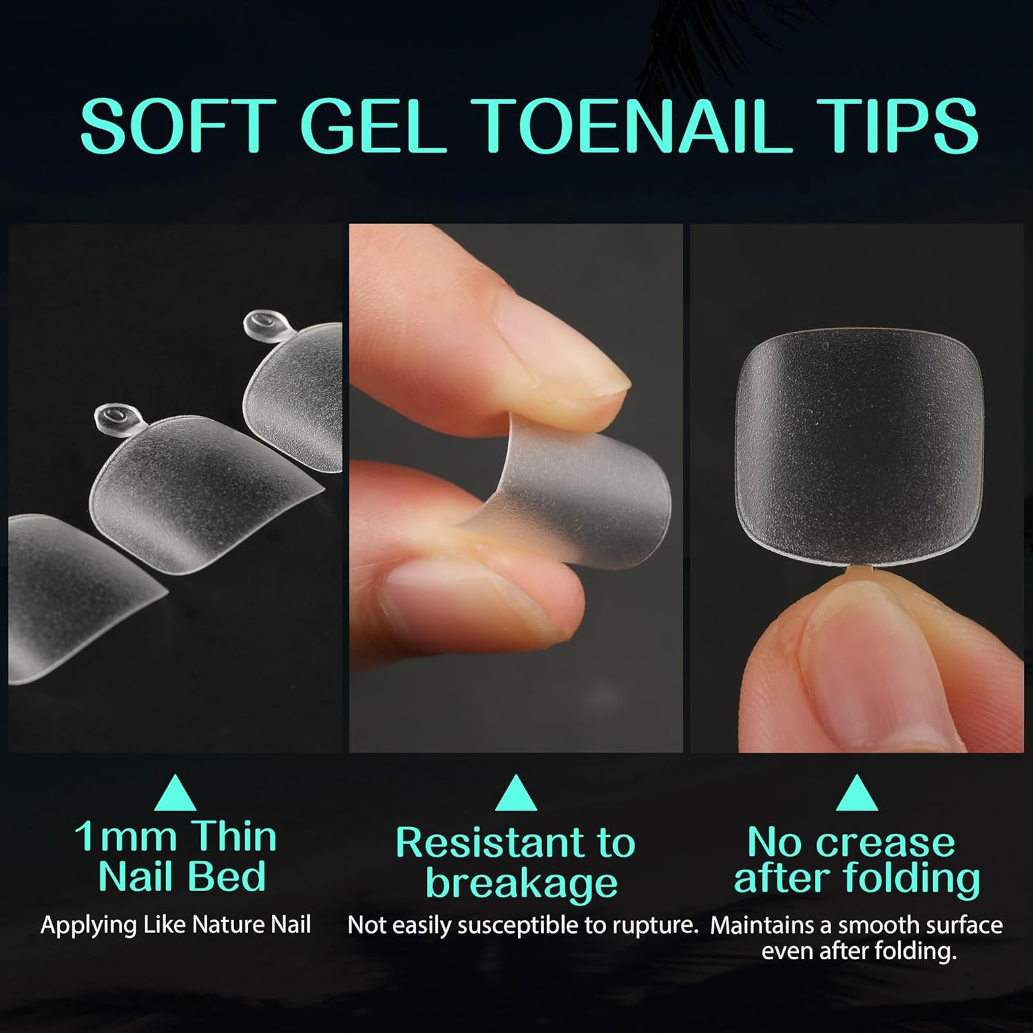 UNA GELLA Toe Nail Tips 216Pcs Short Square False Soft Gel Full Cover Fake Toe Nails Matte Toe Nails 12 Sizes Pre-Shape Fake Toenails Gel Toe Nail Tips for Nail Extension Home DIY Nail Salon-BrightBean Baby