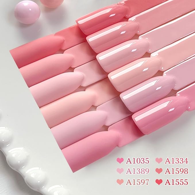 Double Rhythm 6 Pcs 15 ML Gel Polish Set Same Color Same Bottle Soak Off Gel Polish Kit Nail Art Manicure Salon DIY at Home for Women (Light Pale Peach Pink Orange Rose-T6-19)-BrightBean Baby