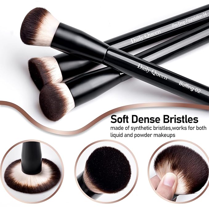 25 pcs Makeup Brush Set Holder Black Professional Kabuki Powder Concealers Eye shadows Blush Eyeliner Eyebrow Contour Eye blending Brushes (25pcs brush with holder)-BrightBean Baby