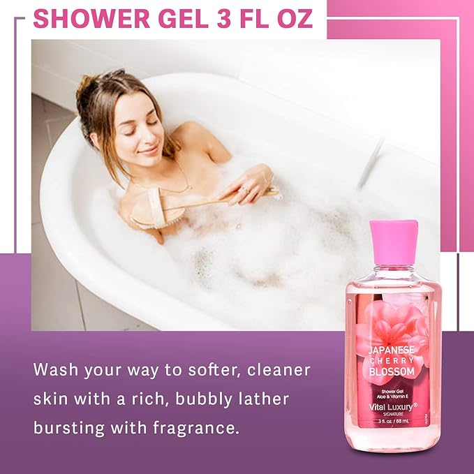 Bath & Body Care Travel Set - Home Spa Set with Body Lotion, Shower Gel and Fragrance Mist (Japanese Cherry Blossom)-BrightBean Baby