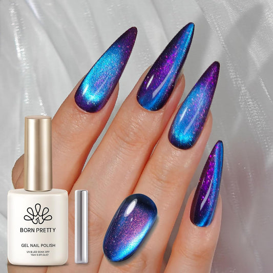 BORN PRETTY Cat Magnetic Eye Gel Nail Polish,Night Purple Magnetic Gel Polish Blueberry Cat Magnetic Eye Gel Manicure Nail Art DIY 15ml-BrightBean Baby