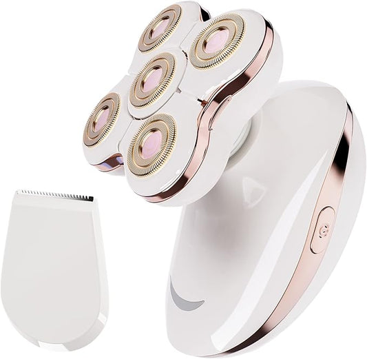 Electric Razors for Womens, 2-in-1 Best Shaver for Women, Rechargeable Trimmer with Detachable Head for Women's Legs, Bikini, Face, Lips Hairs, Cordless Wet Dry Facial Hair Removal for Women