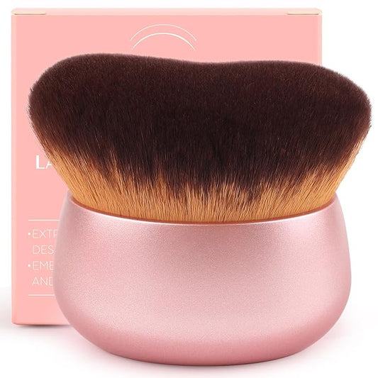 75MM Extra Large Self Tanner Kabuki Makeup Brush – Ultra Soft Dense Vegan Bristles for Body Makeup, Bronzer & Foundation–Applies Tanning Mousse, Lotion & Self Tanner–Rose Gold, Wet & Dry-BrightBean Baby