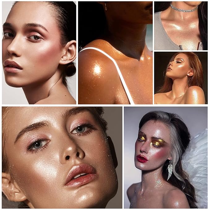 Polvo De Hadas Highlighter Glitter Stick Body Glitter Shimmer Face Brightening Highlighter Contour Powder Makeup Stick Face Blusher Fairy Glitter Highlighter Makeup - 02#Fairy Pink-BrightBean Baby