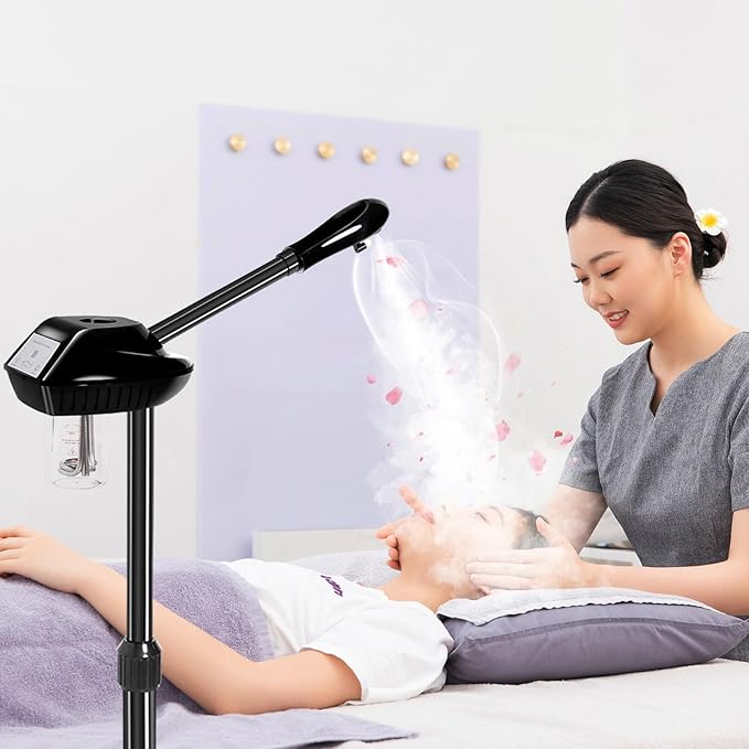 Facial Steamer, Face Steamer on on Wheels with More Steam, Adjustable Height for Face Steamer Suitable for Personal Home and Professional Personal Care Places，Moisturizing and Hydrating.-BrightBean Baby