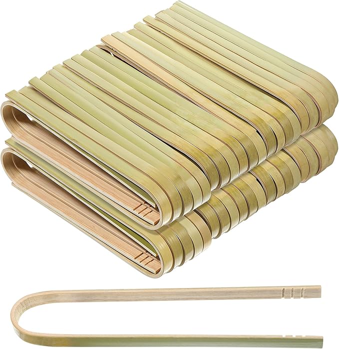 150 Pcs Bamboo Tongs Mini Tongs 5.9 Inch Long Disposable Wooden Tong Cooking Utensils for Toaster Charcuterie Catering Buffet Serving Food Home Use