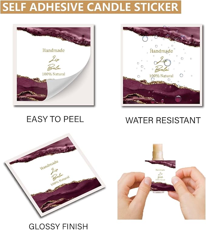 CRASPIRE 80Pcs 8 Styles Lip Balm Sticker Vintage Quicksand Background Self-Adhesive Homemade Lip Balm Labels Vintage Square DIY Label Stickers for Lip Balm Containers Cosmetics Lipsticks-BrightBean Baby