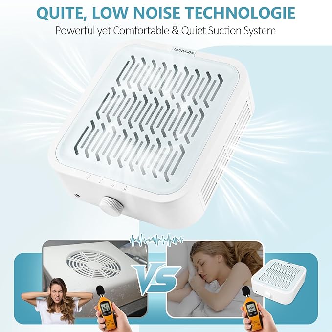 LIONVISON Nail Dust Collector For Salons: Manicure Pedicure Tool for Beginners DIY Nail Tech - Reusable Filter Fan Dust Suction Machine For Home-BrightBean Baby