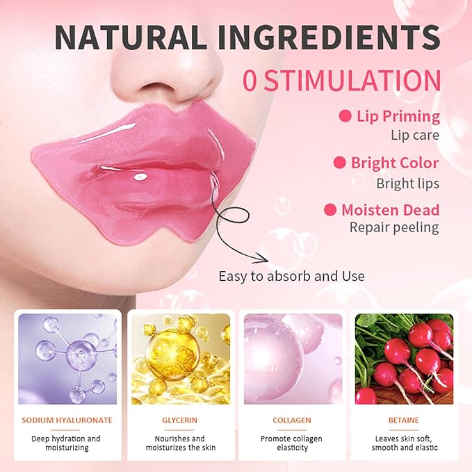 20 Pieces Lip Masks&24K Gold Under Eye Masks,Crystal Collagen Gel Eye Masks,Moisturizing Cherry Blossom Lip Patches Skin Care,Reducing Fine Lines & Dark Circle for Puffy Eyes,Birthday for Women-BrightBean Baby