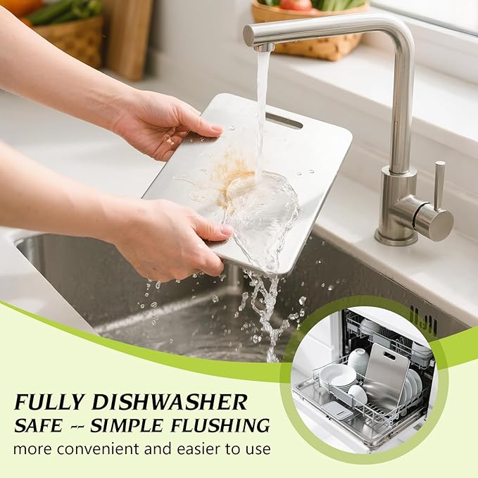 Titanium Cutting Boards For Kitchen, 100% Pure Cut Titanium Cutting Board, Food Grade Quality, Double-sided non-toxic, Easy To Clean, Dishwasher Safe And Will Not Absorb Odors(12L*9W)