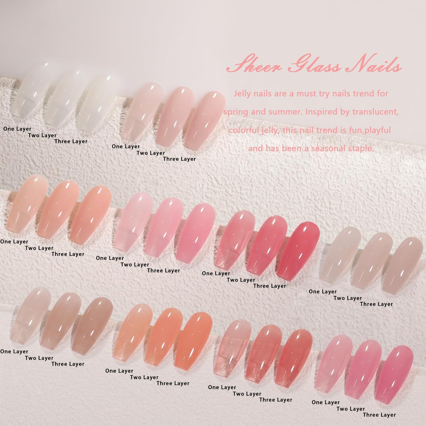 Jelly Shimmer Gel Nail Polish Set, 10 Colors Translucent Natural Milky White Pink Nail Polish Gel, UV/LED Soak Off Gel Nail Kit DIY Nail Art Salon Manicure Gifts for Women Girls.-BrightBean Baby