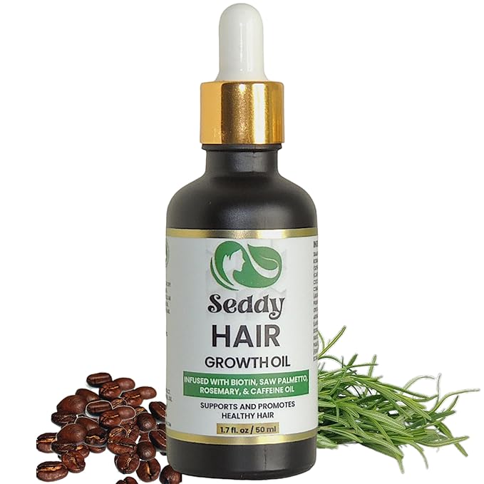 Seddy Hair Growth & Strengthening Oil with Caffeine, Rosemary, Castor, Biotin, Peppermint, Argan & Jojoba Oils - 1.7 Fl. Oz (Pack of 1)-BrightBean Baby