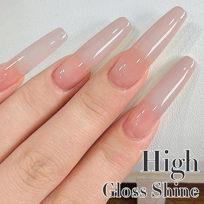 Double Rhythm Translucent Gel Polish Sheer Neutral Natural Light Milky Same Color Same Bottle 15ML Jelly Nail Polish Nail Art DIY at Home (Milky Nude Purple-A1414)-BrightBean Baby