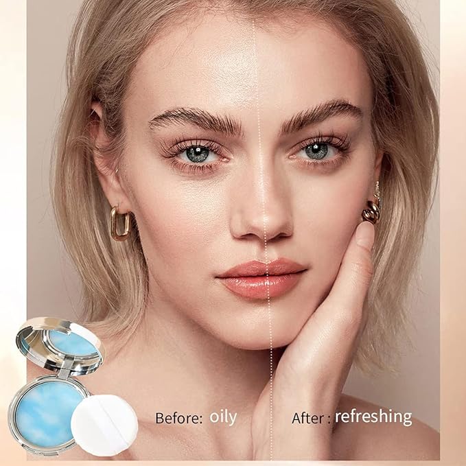 Oil Control Face Pressed Powder,Jelly Pressed Powder Face Makeup Setting Powder,Reduce Pores and Fine Lines Flawless Matte Long Lasting Finishing Lightweight Waterproof Face Cosmetics-BrightBean Baby