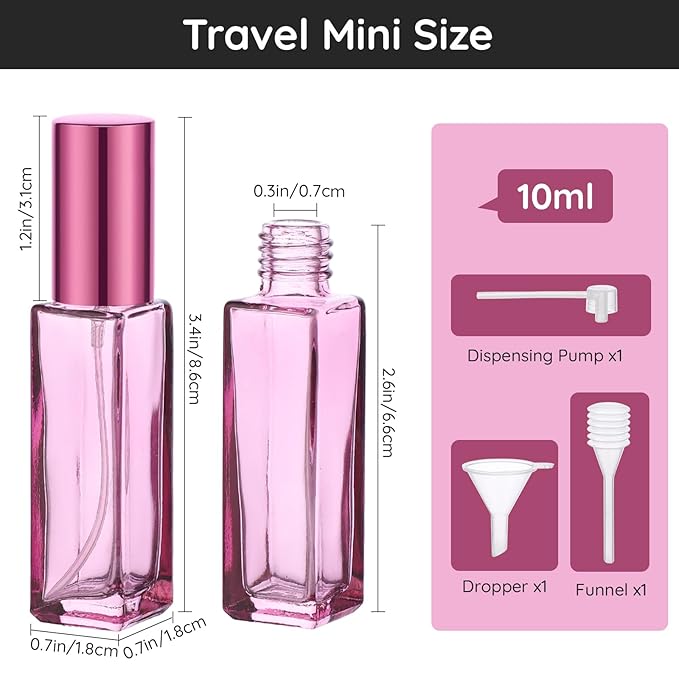 Segbeauty 5pcs Travel Refillable Atomizer, 10ML Empty Sprayer for Perfume, Mini Portable Glass Spray Bottle Dispenser for Cosmetic Accessories, Outgoing Travel Essentials-BrightBean Baby