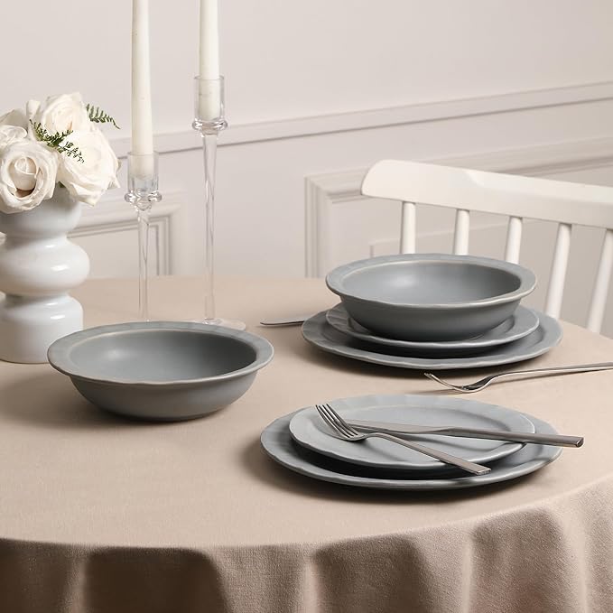 Stone Lain Oasis 4-Piece Pasta Bowl Set Stoneware, Grey Blue