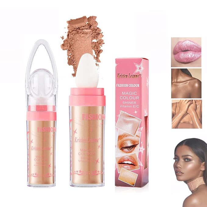 Polvo De Hadas Fairy Highlight Patting Powder Body Brightens the Natural Three-dimensional Patting Powder Blusher (03# Golden Brown)-BrightBean Baby