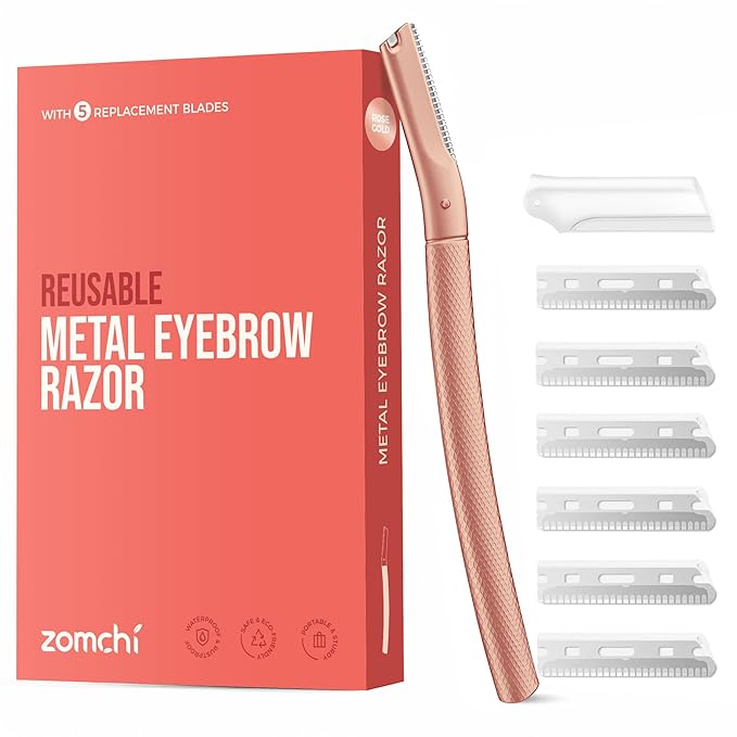 ZOMCHI Eyebrow Razor, Face Razors for Women&Men, Eyebrow Trimmer Shaper with Precision Cover,Facial Shaver with 6 Blades (Rose Gold)-BrightBean Baby