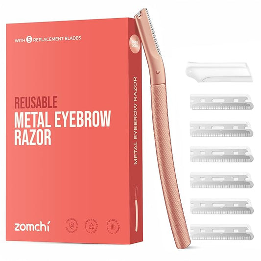 ZOMCHI Eyebrow Razor, Face Razors for Women&Men, Eyebrow Trimmer Shaper with Precision Cover,Facial Shaver with 6 Blades (Rose Gold)-BrightBean Baby