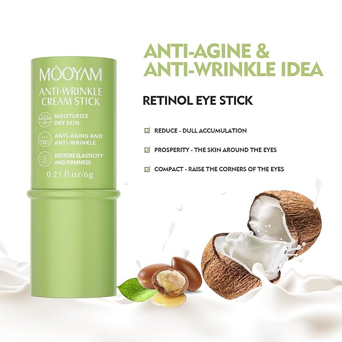 Retinol Eye Stick Anti Aging Eye Cream For Dark Circles and Puffiness, Fade Fine Lines and Firm Skin, Under Eye Balm Glow, Brightening Stick for Daily Anti-wrinkle Cream-BrightBean Baby